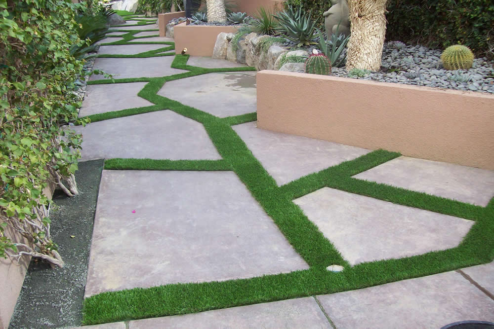 How To Install Artificial Grass Around Flagstones In Poway?